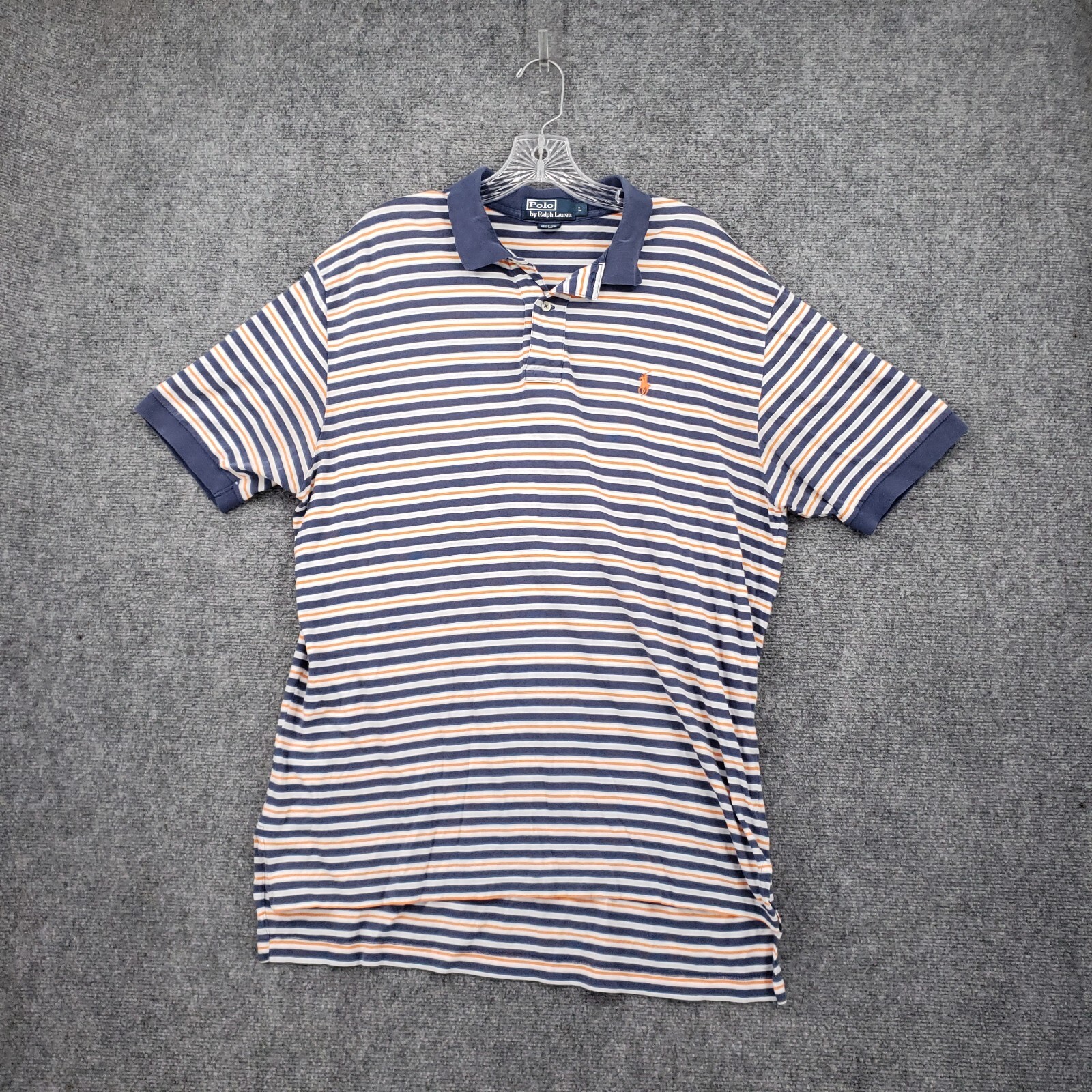 Polo Ralph Lauren camicia uomo L grande blu manica corta righe golf colletto pony