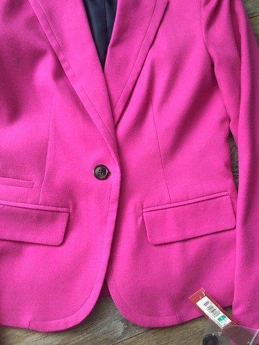 New Womens Merona Blazer jacket Magenta Pink pockets size 2 fully lined - Picture 7 of 8