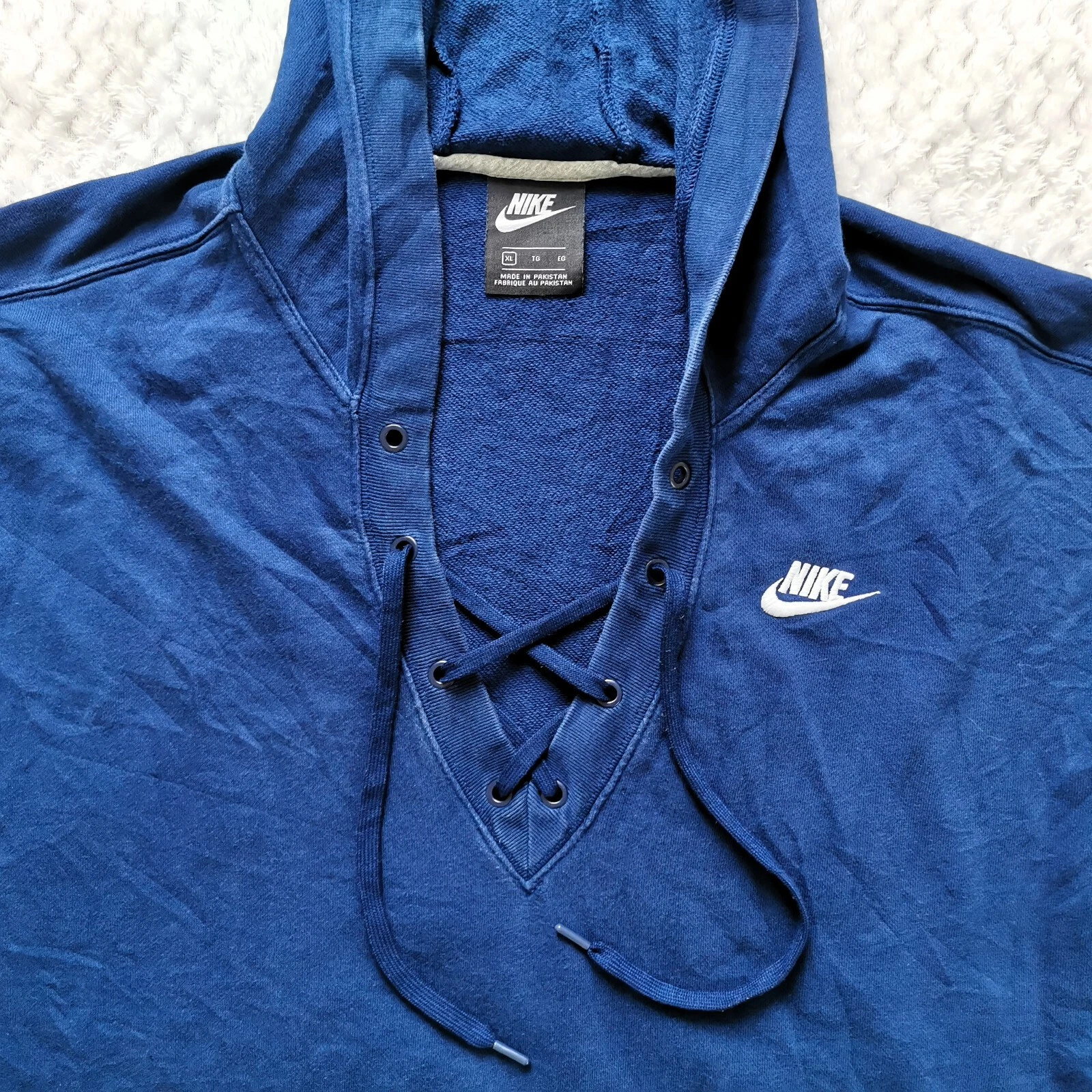 SACAI Nike Casual Sport Logo anni 2000 Felpa con Cappuccio Oversized con Lacci Blu Size XL