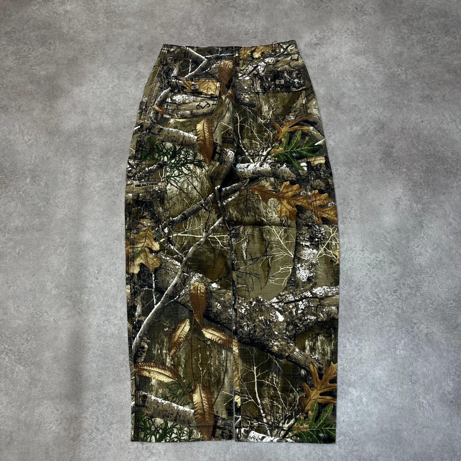 Real Tree Camo Cargo Trousers Kids Vintage Army Hunting Trousers, Green, 26" image 6