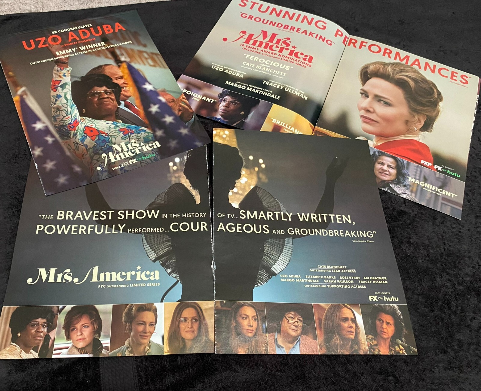 MRS. AMERICA three Emmy ads with cast, Cate Blanchett, Uzo Aduba, Sarah