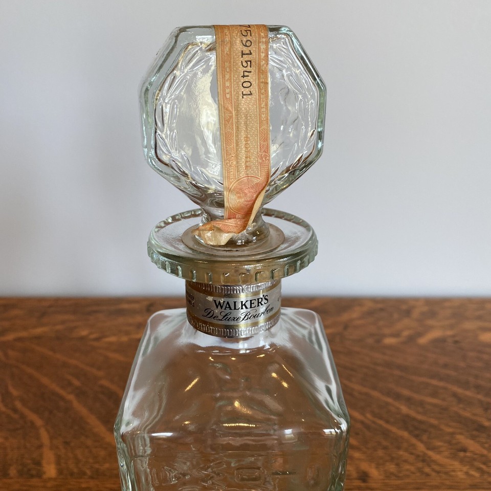 Vtg Walkers Deluxe Bourbon License Plate Decanter Glass Bar 1974 NJ LA IA AL 7 eBay