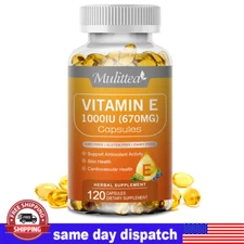 Vitamin E Oil 120 Capsules | Vit E Capsules for Hair Skin Nail Face Health Vegan