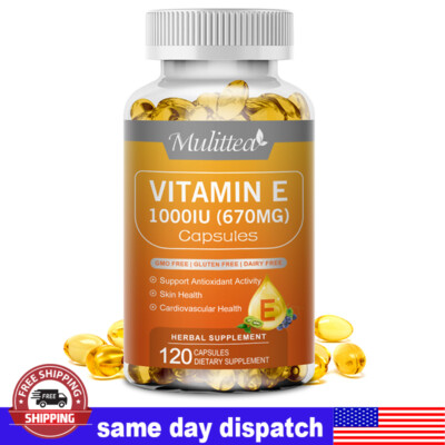 Vitamin E Oil 120 Capsules | Vit E Capsules for Hair Skin Nail Face Health Vegan