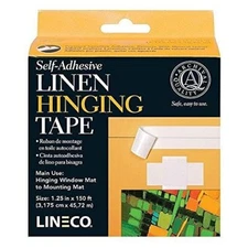 Lineco Self-Adhesive Hinging Tape Roll, Acid-Free Linen Fabric, 1.25 inches X...