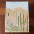 Original Art Acrylic Painting Desert Haze Saguaro Cactus Landscape Canvas #80