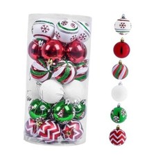 Christmas Ornaments Tree Decorations, 30ct Shatterproof Red Green White