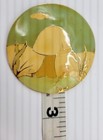 Mushroom Enamel on Gold Tone Large Round Vintage Pendant — photo 3