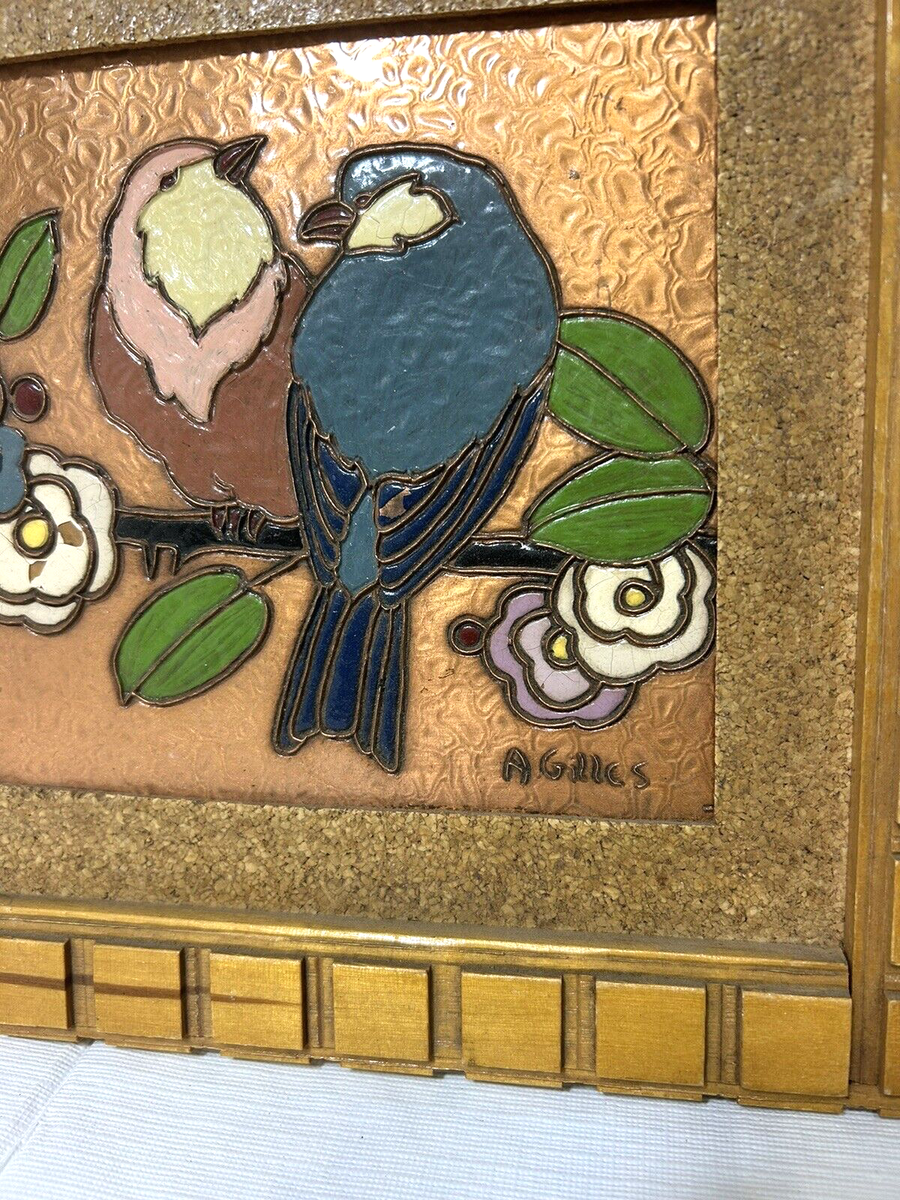 Albert Gilles SIGNED Copper Wall Hanging Art Repousse Love Birds