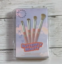 Sephora Butterfly Beauty Mini Eye brush set 4 Piece Crease Smudge Liner Shadow