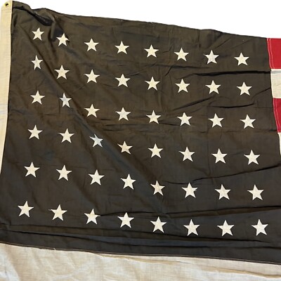 Vintage Large American Flag Embroidered 48 Stars Cotton 96”x58” | eBay