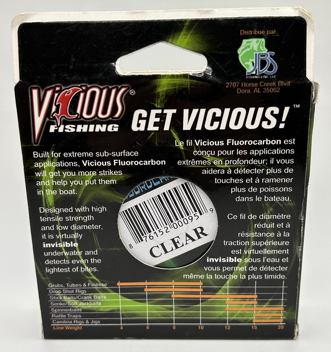 Vicious PFLO8 Fluorocarbon 8 Lb. Fishing Line 250 Yards .009" Dia. Clear eBay