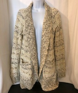 KNITTED & KNOTTED Women's White Silver Sequin Duster Open Front Cardigan Sweater | eBay