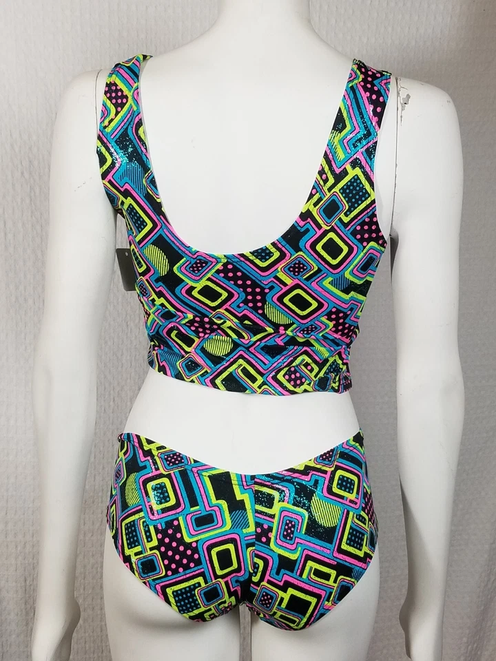Coquetry Clothing Junior/ Petite 3 Piece Neon Holographic Spandex Swim Wear S/M - Image 3 of 4