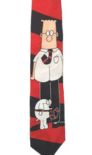 Vtg Dilbert Cartoon Men's Silk Necktie Red Black White Made in USA United Media