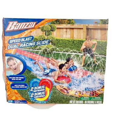  Banzai Speed Blast Dual Racing Water Slide open box 