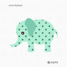 Mint Elephant Needlepoint Kit or Canvas