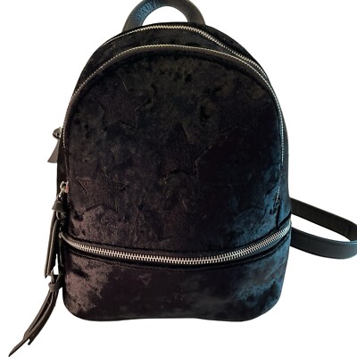Black Velvet Bag Street-Chic Backpack with Embroidered Stars  display picture 3