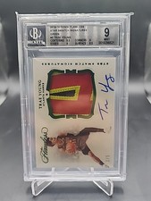 2018 FLAWLESS TRAE YOUNG STAR SWATCH GREEN ROOKIE 3 COLOR PATCH AUTO 2/5 BGS 9