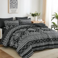 Queen Comforter Set 7 Pieces Black Reversible Bedding Set Boho Aztec Bed in A