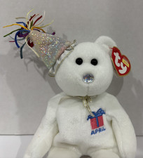 2002 Ty Beanie Baby Plush APRIL the Birthday/Birthstone Bear w/ Party Hat**NWT**