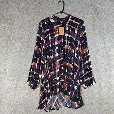 Raga Tunic Size Small Blue Geometric Navy Art to Wear Lagenlook Sahara BNWT