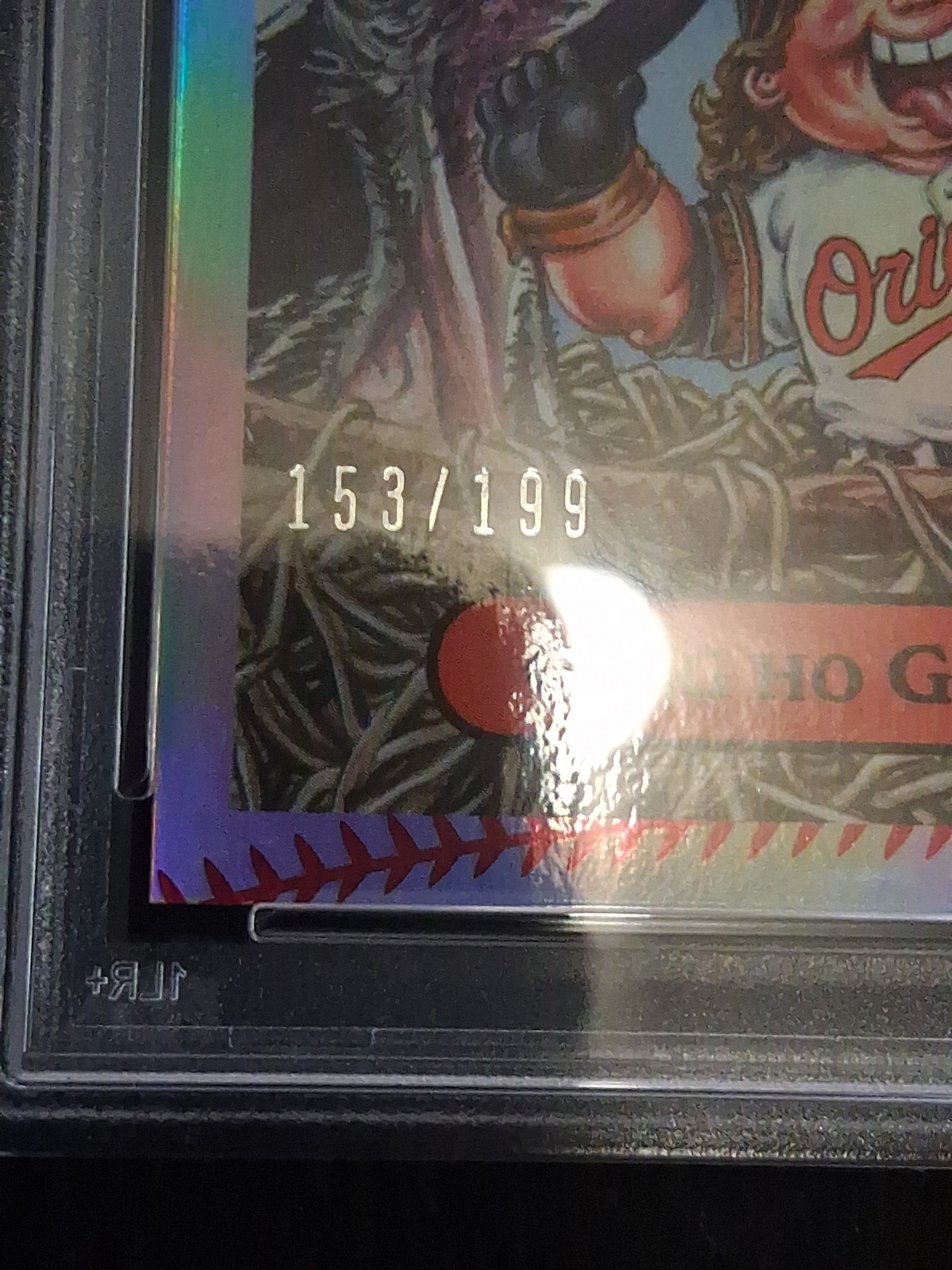 2023 Topps GPK Baseball #25a Gung Ho Gunnar Henderson Stiching Foil R/C PSA 7 view 4