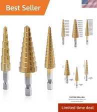 Multi Size Titanium Coated Step Drill Bits - 3Pcs for All Your Drilling Needs