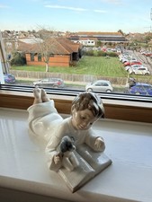 NAO Lladro Repeat After Me Figurine 1285 Boy Reading With Puppy Figurine