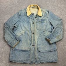 LL Bean Jacket Adult Medium Blue Hunting Denim Barn Chore Corduroy Utility Men*