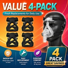 CPAP Full Face Headgear Strap Replacement 4 Pack Soft Washable Universal Fit Kit