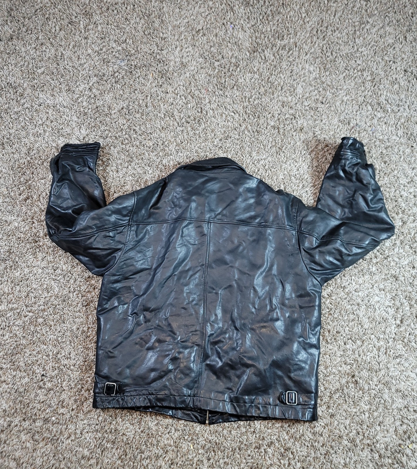 Vintage Gap Leather Jacket Mens XL Black Bomber Quilted Moto Biker Y2K Full Zip