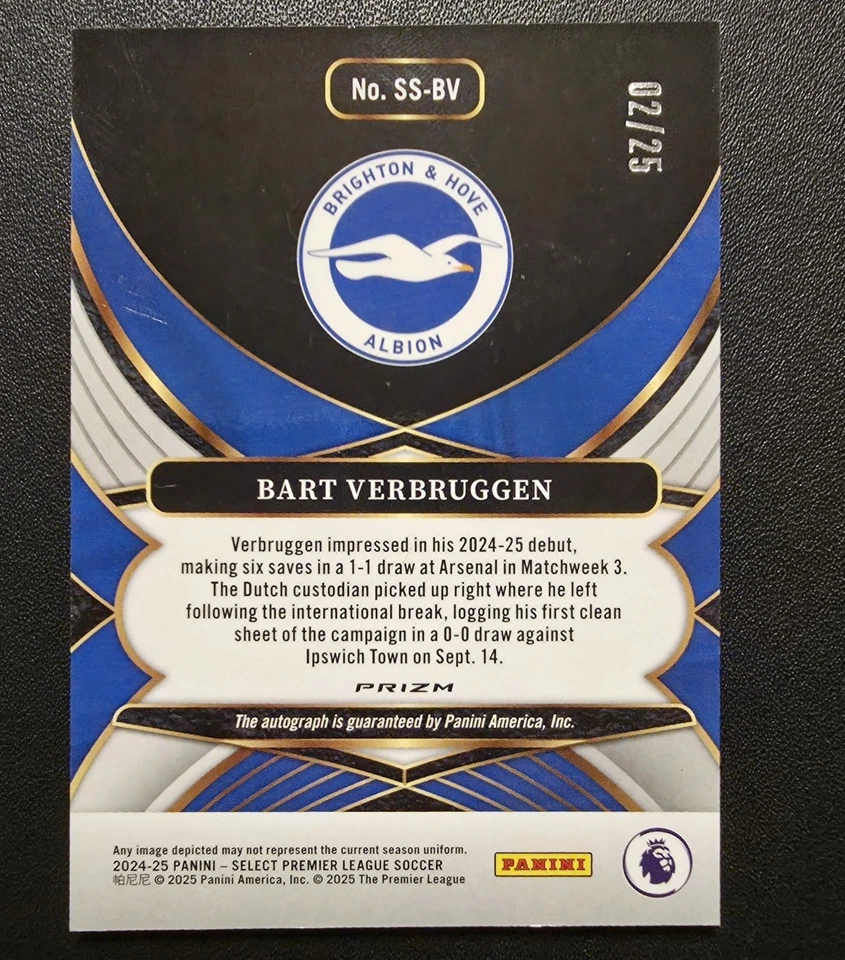 2024-25 Panini Select Bart Verbruggen Auto /25 Tie-Dye, Brighton & Hove Albion - Image 2 of 4