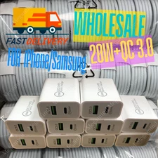 20W Fast Charger For iPhone 17 16 15 14 13 12 11 XR 8 6 USB-C Block PD Cable Lot