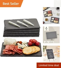 Versatile Black Slate Mini Charcuterie Boards - Set of 6 with Chalk 8.75 x 6 in