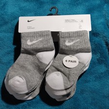 6 Pairs NIKE Ankle Socks Toddler Size 2-4 Years Light Weight Gray White