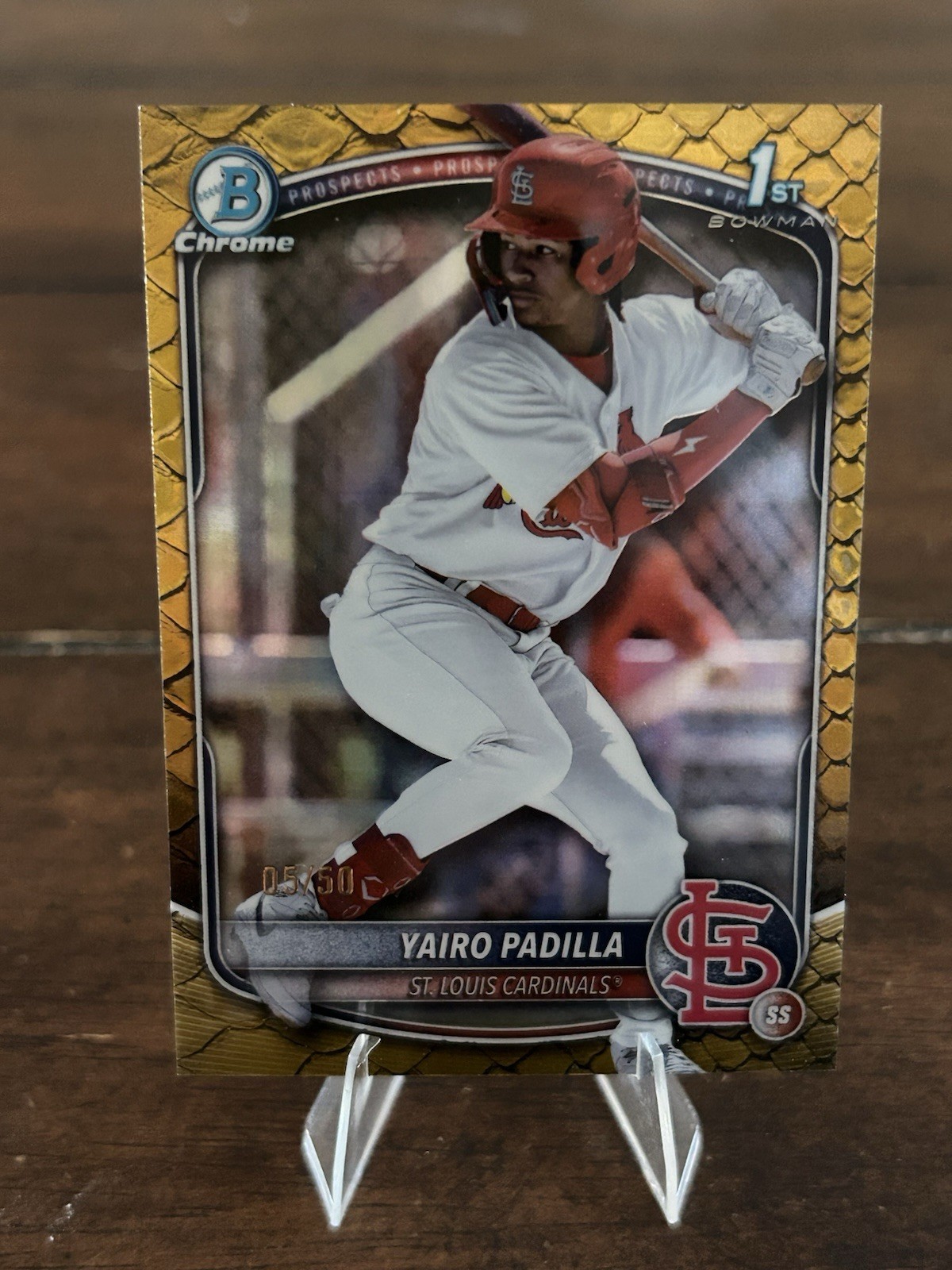 2025 Bowman Chrome 1st Cardinals Yairo Padilla Reptilian Gold 05/50