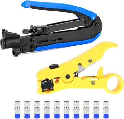 Coax Cable Crimper Kit with Adjustable Crimping Capability for RG6, RG59, RG11,