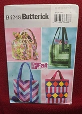 Butterick 4248, 4 Bags Purses, Fat Quarters, 2004 New Uncut Pattern
