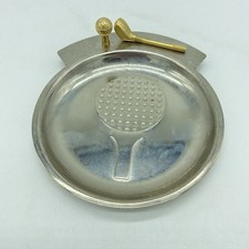 Golf Trinket Dish Ashtray Gold Club Ball Metal Desk Man-Cave Decor Vintage