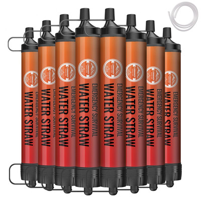 Portable Water Filter Straw - 8PCS Survival Gear for Camping & Hiking