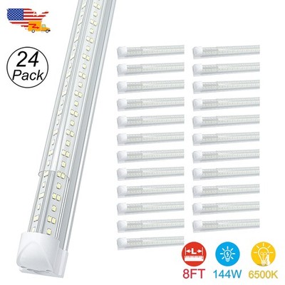24Pack 8' Led Shop Lights 144W 18000Lms 8Ft Led Light Fixture T8 Led Tube Light