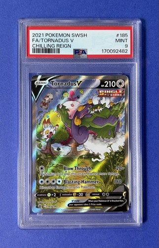 2021 Pokémon SWSH FA/Tornadus V Chilling Reign #185 PSA 9 MINT