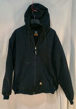 Berne Jacket Black Men's 2XL Canvas Quilted Lined Hooded Heavy Duty Chore Coat