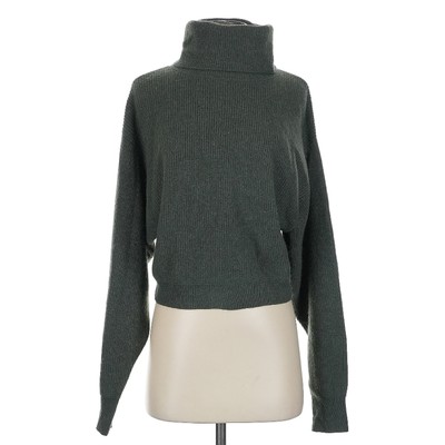 Crush. 100% Cashmere Olive Forest Green Turtleneck Cropped Sweater 1 S 