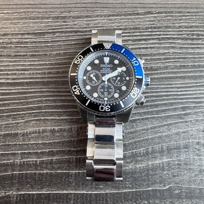 Seiko Prospex SSC019 Solar Chronograph Diver Watch Men Stainless Steel 200m V175