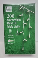 HOME ACCENTS HOLIDAY 200 Warm White Mini LED Icicle Lights SHIPS TODAY