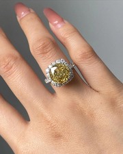 2.50Ct Round Cut Lab Created Citrine Fancy Engagement Ring 14K White Gold Plated