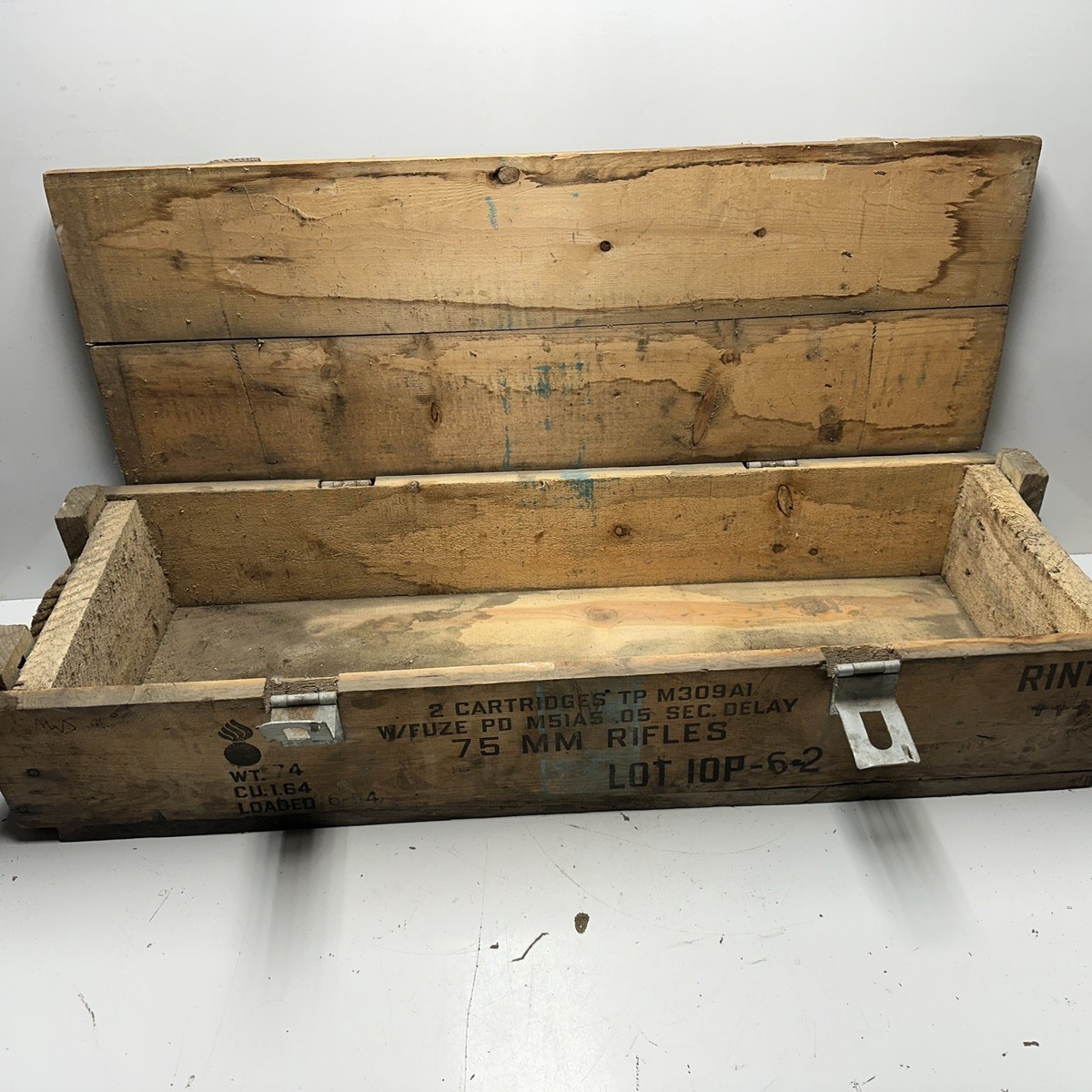 Vintage Wood Crate Box Ammunition For Cannon Explosive Projectiles