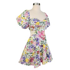 ASTR The Label Womens Clarita Dress Size Small Pink & Yellow Multi Floral Cutout